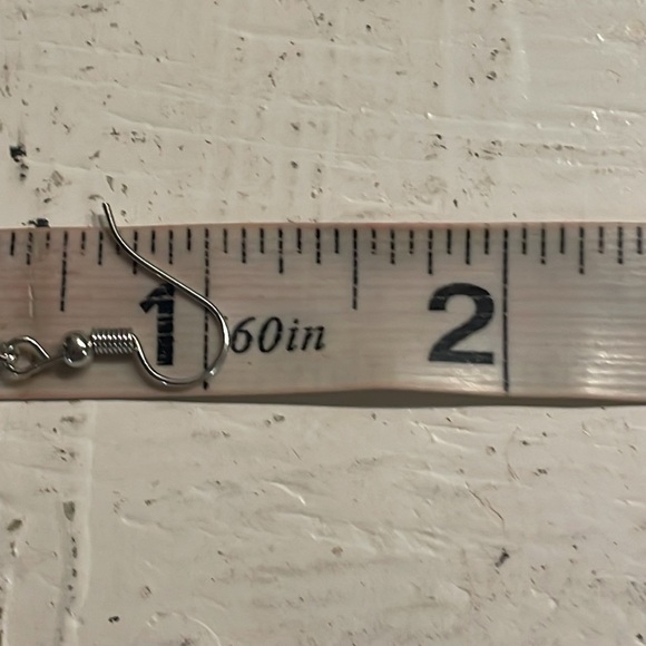 1” silver tone & bezel set clear Austrian crystal dangle drop earrings - Picture 12 of 13